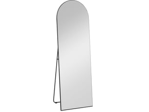 Miroir sur pied et mural 150 x 50 cm – noir – design arqué, support pliant et film anti-éclats sécurisant