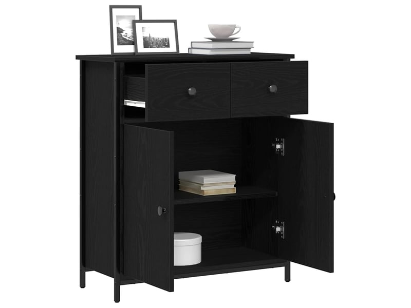  Buffet - bahut - meuble de rangement chêne noir 70 x 30 x 80 cm bois d'ingénierie  - Conforama C