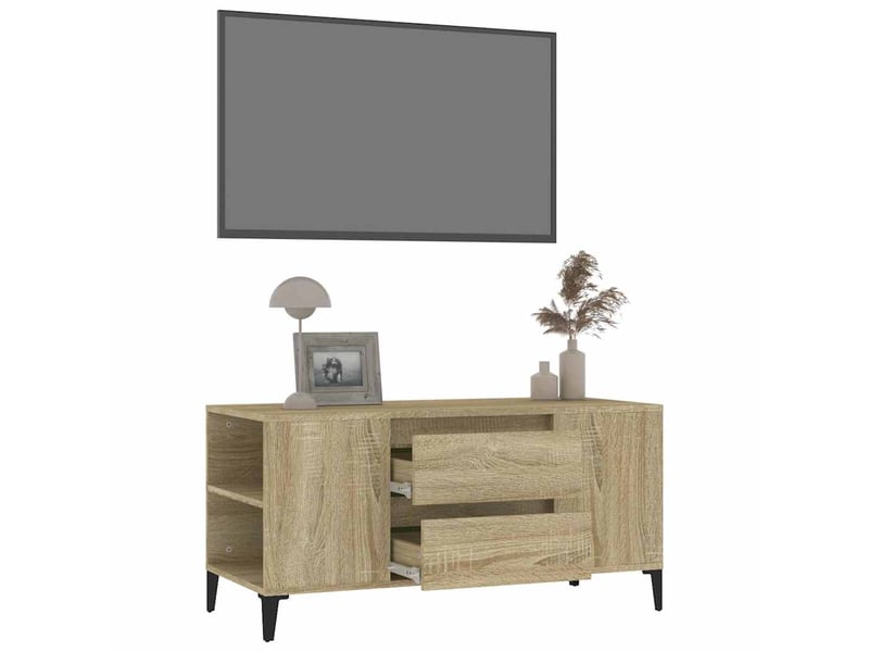  Meuble tv - banc tv - meuble de rangement chêne sonoma 102x44,5x50 cm bois d'ingénierie  - Conforama E