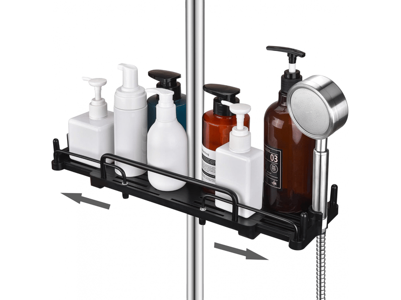  Support de douche télescopique sans perçage 28-44 cm, salle de bain suspendue, support de rangement pour tringle de douche (noir)  - Conforama A