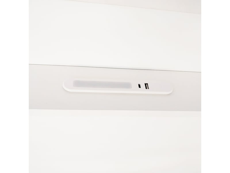  Lit enfant 90x200 cm en pin blanc avec tête de lit rangement et led  - Conforama D