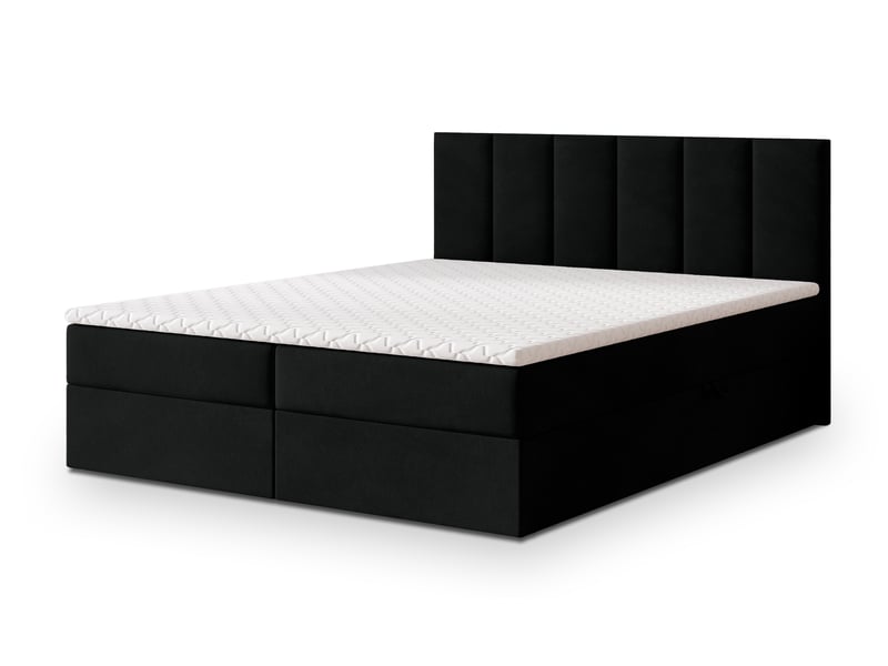  Boxspring meril 200x200 cm, lit complet avec matelas, noir  - Conforama A