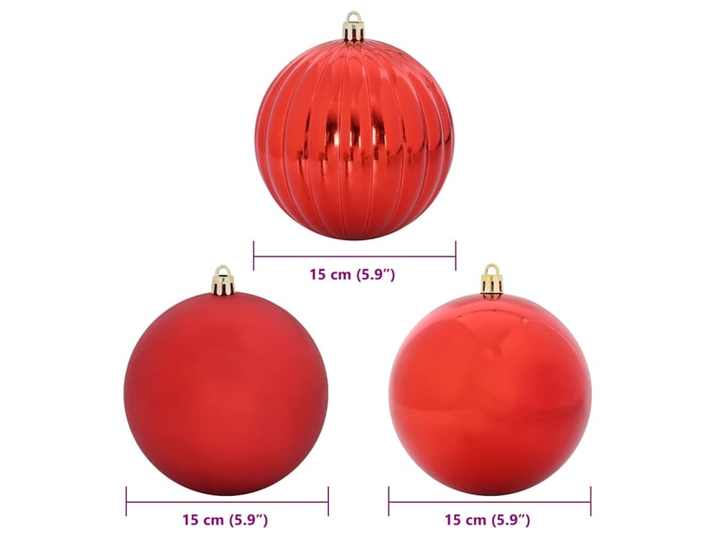  Ensemble de boules de noël xl 9 pcs rouge ø 15 cm plastique  - Conforama E