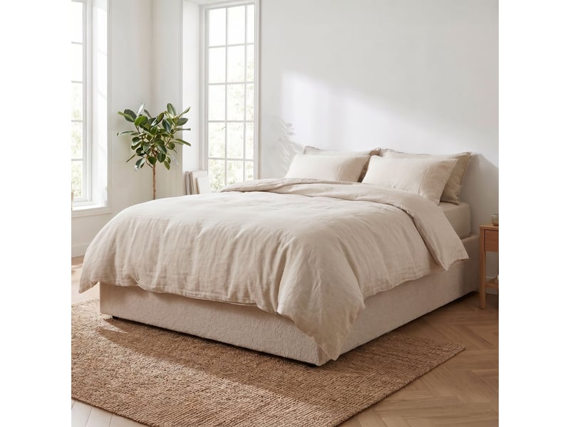  Lit coffre 140x190 sherpa beige terre de nuit  - Conforama B