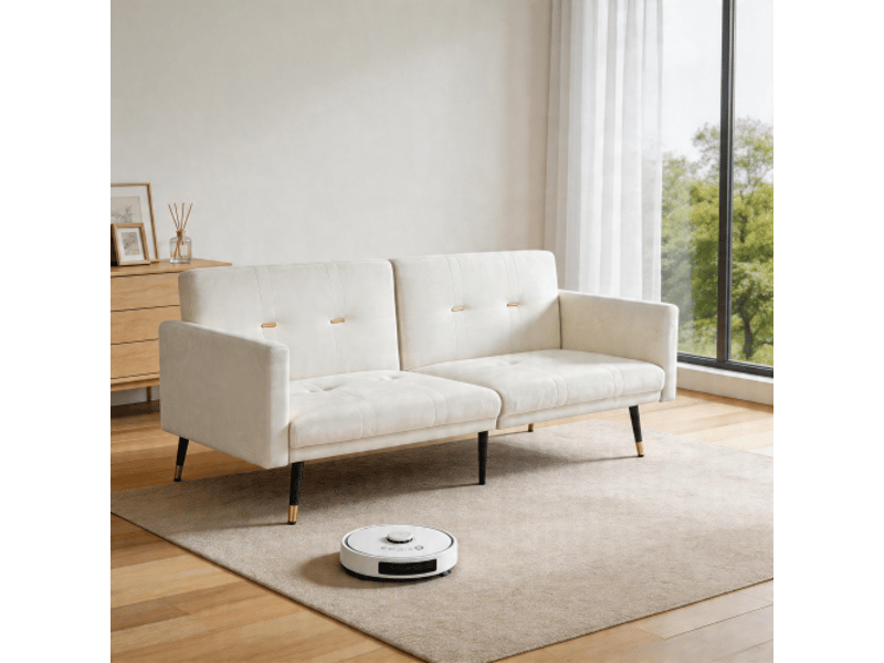  Canapé-lit 2-en-1 beige – dossier réglable, convertible – idéal salon et chambre  - Conforama D