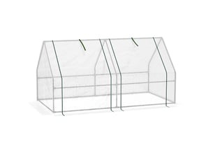 Mini serre, 2 portes zippées, film indéchirable, structure métallique, 1,8 x 1 x 1 m, blanche