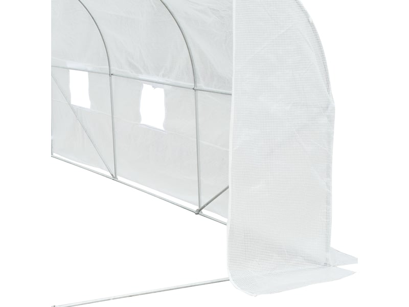  Serre tunnel 445x299x205 cm uv, 6 fenêtres enroulables, métal, blanc  - Conforama C
