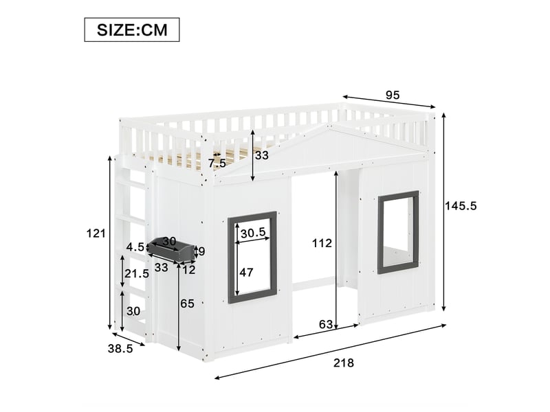  Lit mezzanine 90x200cm coloris blanc lit enfant blanc - Conforama C