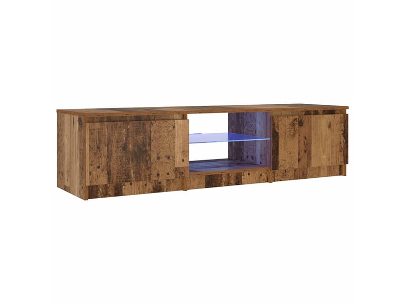  Meuble tv - banc tv - meuble de rangement avec lumières led vieux bois bois d'ingénierie  - Conforama D
