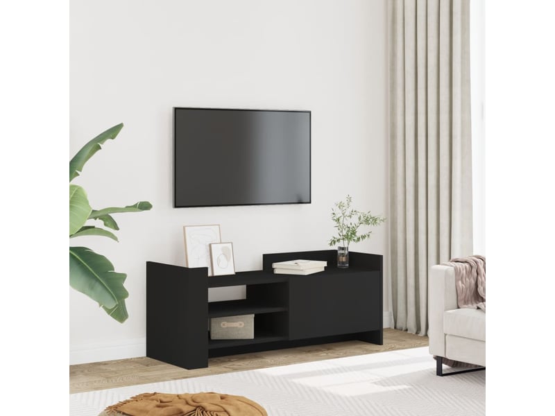  Meuble tv - banc tv - meuble de rangement noir 100x35x40 cm bois d'ingénierie  - Conforama B