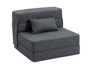 Chauffeuse convertible 1 place avec coussin tissu gris foncé 80x80x64 cm