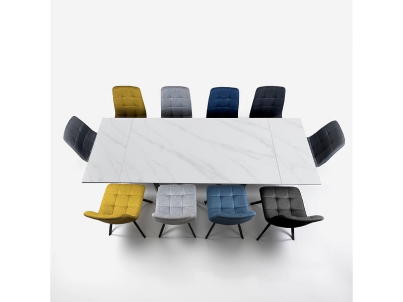  Table extensible en céramique et acier 160200240 x 91 mohill evo - effet marbre blanc  - Conforama D