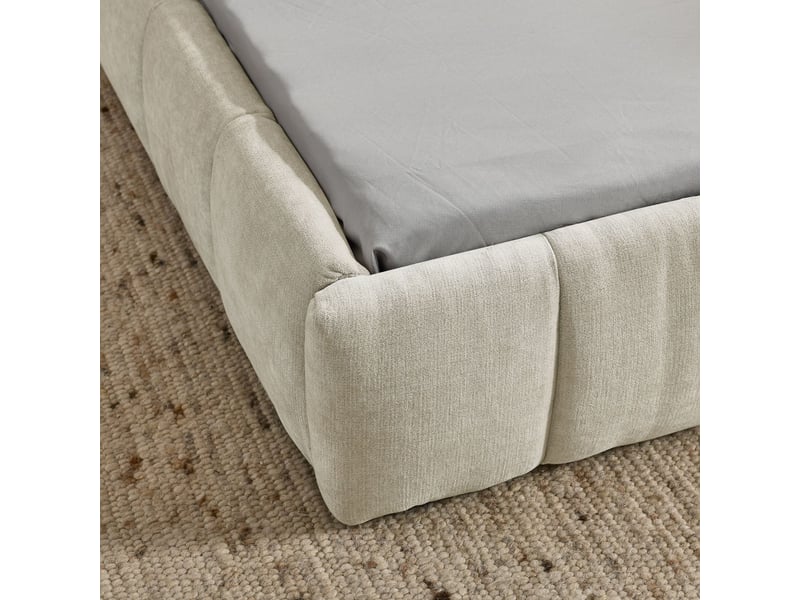 Lit une place 90x200, housse en chenille, lit enfant ,cadre en bois d'eucalyptus et fer, design plissé unique  - Conforama D
