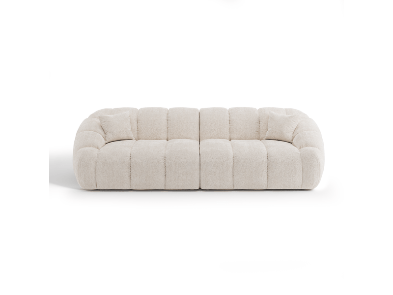  Canapé 4 places en velours texturé crème moka 1MOK4PVTCR - Conforama C