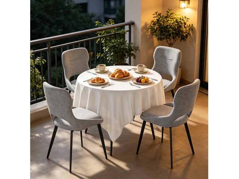  Lot de 4 chaises de salle à manger en chenille grise avec accoudoirs, 43 x 40 x 86 cm  - Conforama E
