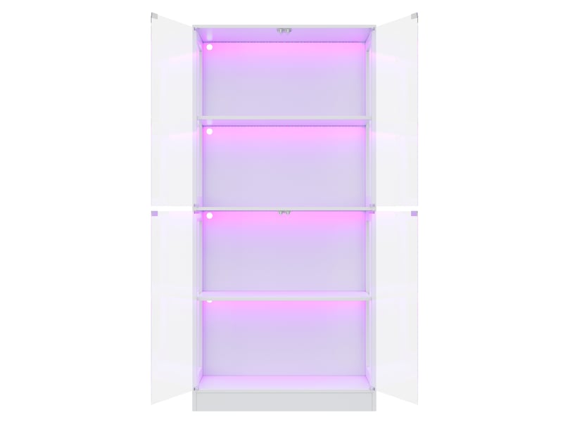 Vitrine led pour figurines et modèles, 80 x 35 x 170 cm, 4 niveaux, mdf et verre trempé blanc - Conforama A