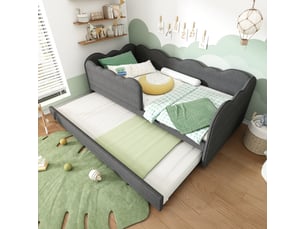 Lit gigogne 90x190 cm REDOM coloris gris