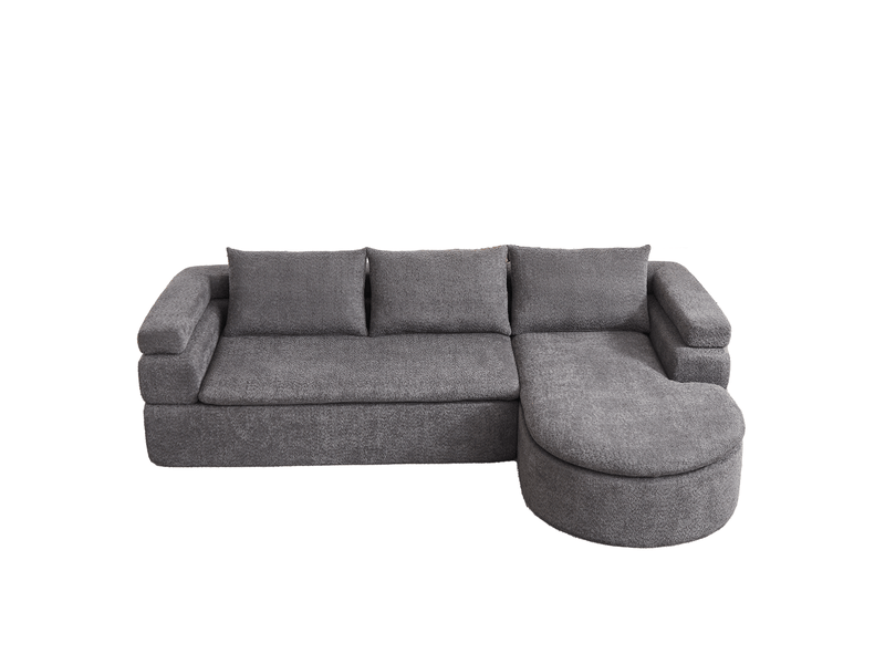  Canapé d'angle 3 places avec méridienne à droite, en chenille anthracite  - Conforama A