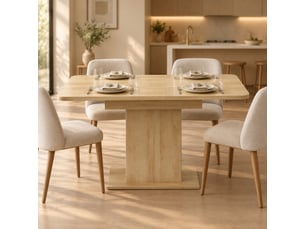 Table de salle à manger extensible 4 à 6 personnes avec 6 étagères en mdf 110-130×70×75 cm naturel