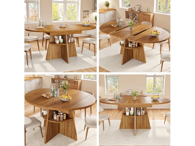 Table à manger extensible 110-150x110 cm mdf brun foncé avec rangement - Conforama D