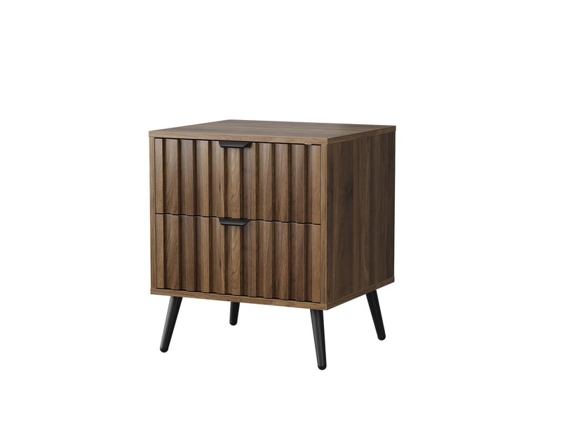  Table de chevet tcqpz moderne 2 tiroirs 45 x 40 x 53 cm mdf noyer pieds métalliques  - Conforama A