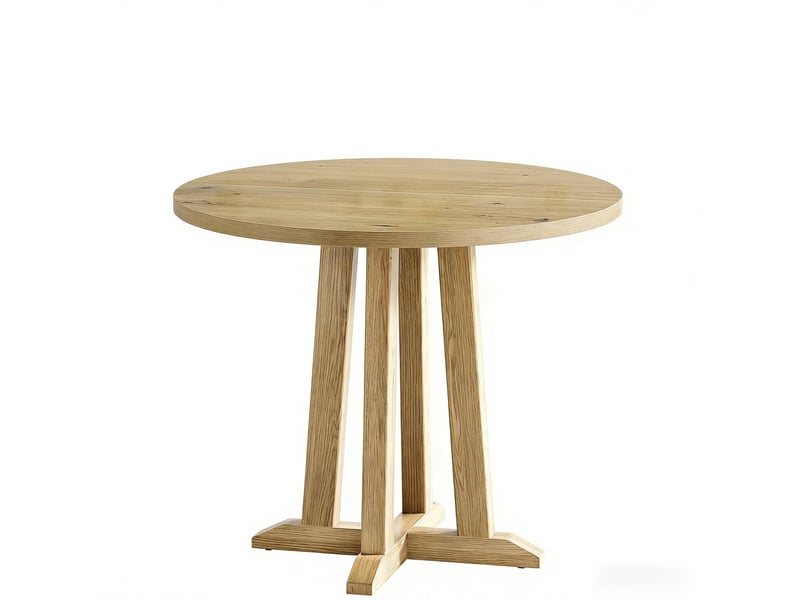 Table de salle à manger ronde pour 2 à 4 personnes, pieds réglables, style rustique en bois marron, diamètre 80 cm  - Conforama A