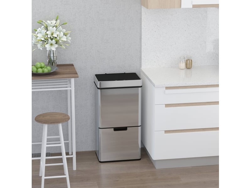  Poubelle automatique à capteur 42x30x81 cm tri des déchets métal argent  - Conforama B
