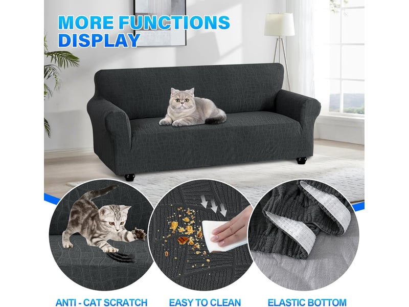  Housse de canapé imperméable 1 places avec accoudoirs foncé 85-115cm  - Conforama D