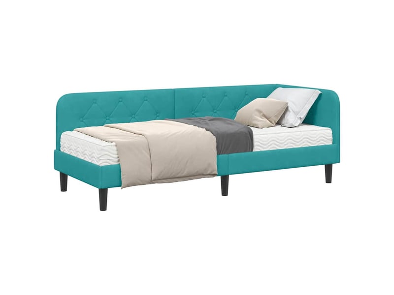 Lit simple- lit adulte - cadre de lit d'angle turquoise 80 x 200 cm velours - Conforama B