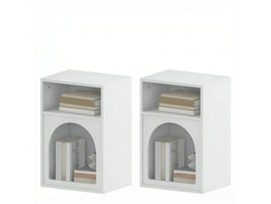 Lot de 2 tables de chevet modenvie à 2 niches ouvertes mdf blanc 40 x 30 x 60 cm