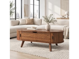 Table basse capsule coloris bois foncé STILVORA  - 50 cmx110 cm