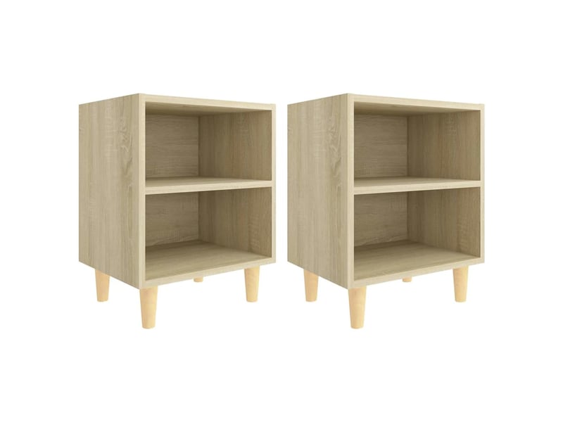  Lot de 2 tables de chevet - cabinet de chevet - table de nuit pieds en bois chêne sonoma 40x30x50 cm  - Conforama A