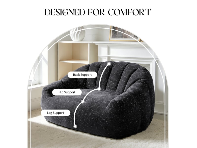  Canapé poire patte d’ours 140x98x61 cm noir  - Conforama C