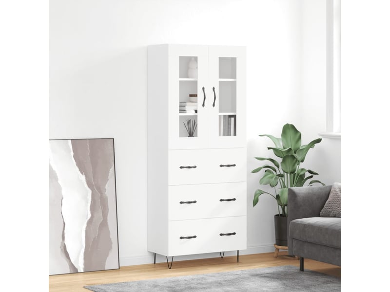 Buffet haut - bahut - meuble de rangement blanc 69,5x34x180 cm bois d'ingénierie  - Conforama B