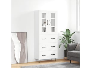 Buffet haut - bahut - meuble de rangement blanc 69,5x34x180 cm bois d'ingénierie