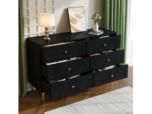 Buffet 0 porte(s)  6 tiroir(s) <strong>VIVRYN</strong> <strong></strong> - 120 cm coloris noir 