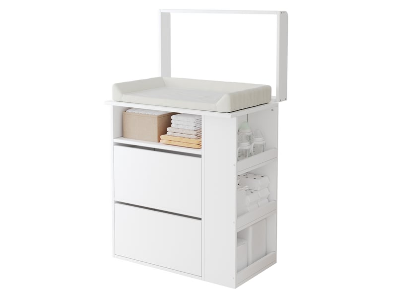  Commode à langer blanche 82x50x100 cm, table à langer évolutive en mdf avec tiroirs  - Conforama A