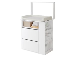 Commode à langer blanche 82x50x100 cm, table à langer évolutive en mdf avec tiroirs
