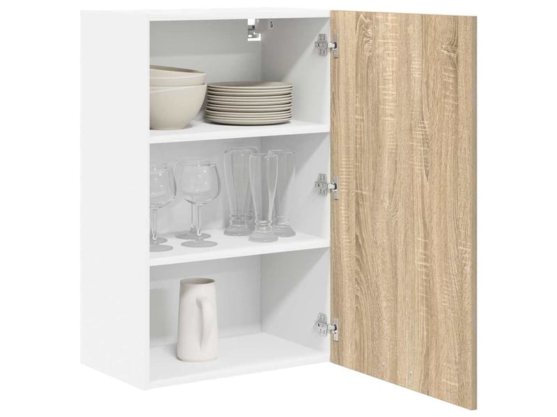  Meuble de rangement cuisine, armoire suspendue chêne sonoma et blanc 50x31x80cm  - Conforama C