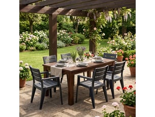 Lot de 6 chaises de jardin avec accoudoirs en résine julie chair - noir