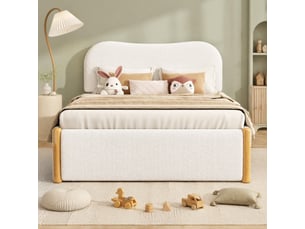Lit gigogne 140 x 200 cm rembourré avec sommier, blanc, matelas non fourni