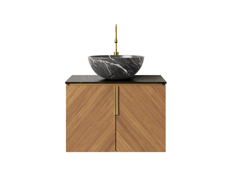 Meuble sous vasque suspendu avec vasque en céramique, 2 portes à fermeture douce, pour salle de bain, 61 × 50 × 55,1 cm - Conforama A