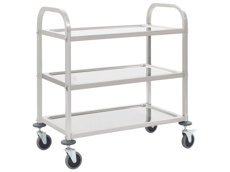 Desserte de cuisine, chariot de rangement à 3 niveaux 96,5x55x90 cm acier inoxydable - Conforama B