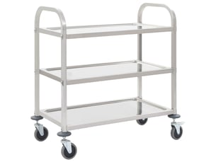 Desserte de cuisine, chariot de rangement à 3 niveaux 96,5x55x90 cm acier inoxydable