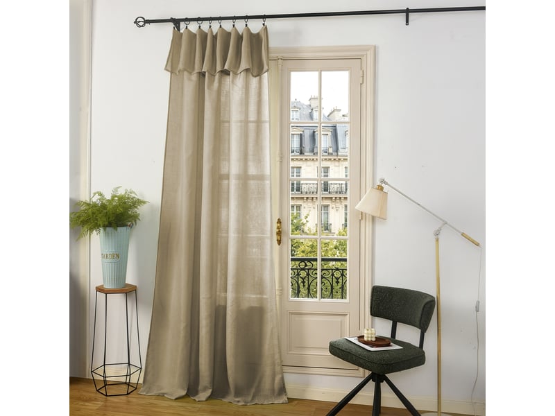  Rideau ajustable 140 x 270 cm + 8 anneaux pinces effet lin evasion taupe CP-EVASION-TAUPE - Conforama A