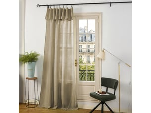 Rideau ajustable 140 x 270 cm + 8 anneaux pinces effet lin evasion taupe