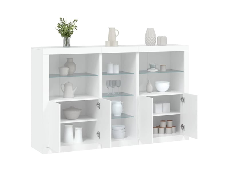 Buffet - bahut - meuble de rangement avec lumières led blanc 162x37x100 cm - Conforama B