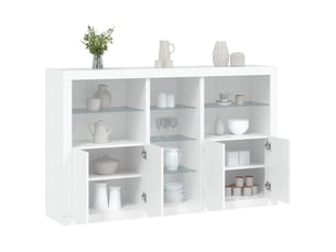 Buffet - bahut - meuble de rangement avec lumières led blanc 162x37x100 cm