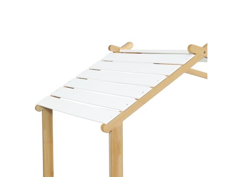  Lit cabane, lit simple en bois avec toit maison et lattes, 90x200 cm, sans matelas, blanc et naturel  - Conforama E