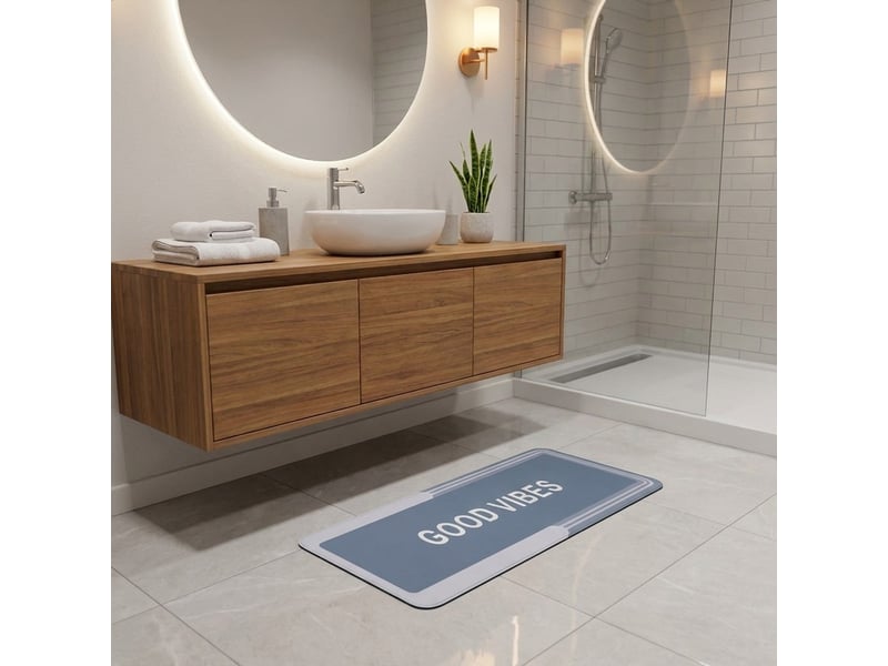  Tapis de bain antidérapant absorbant 50x80 cm elenne - bleu  - Conforama B